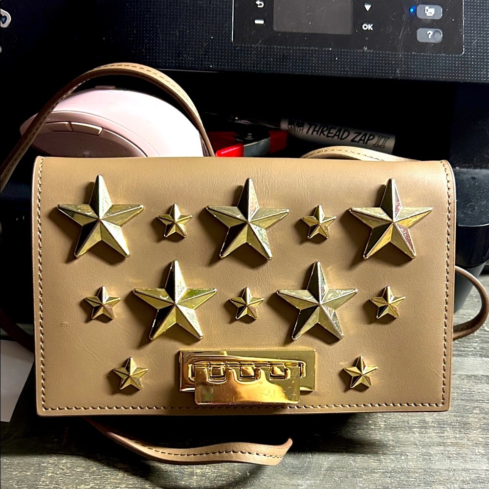 ZAC ZAC POSEN EARTHETTE Star Stud Crossbody‎ Beige Handbag  Authentic new $395